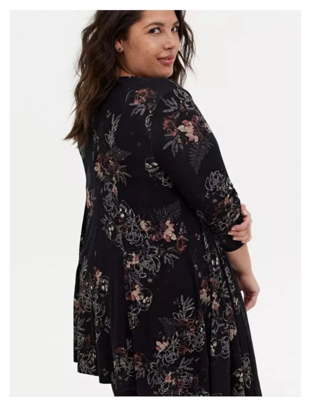 NWT Torrid Super Soft Floral Skull Fit & Flare Duster Cardigan Size 0 12